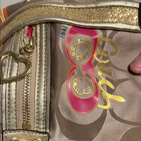 👜 Coach Poppy Signature Graffiti Glam Tote / Shoulder Bag Y2K - Picture 9 of 13